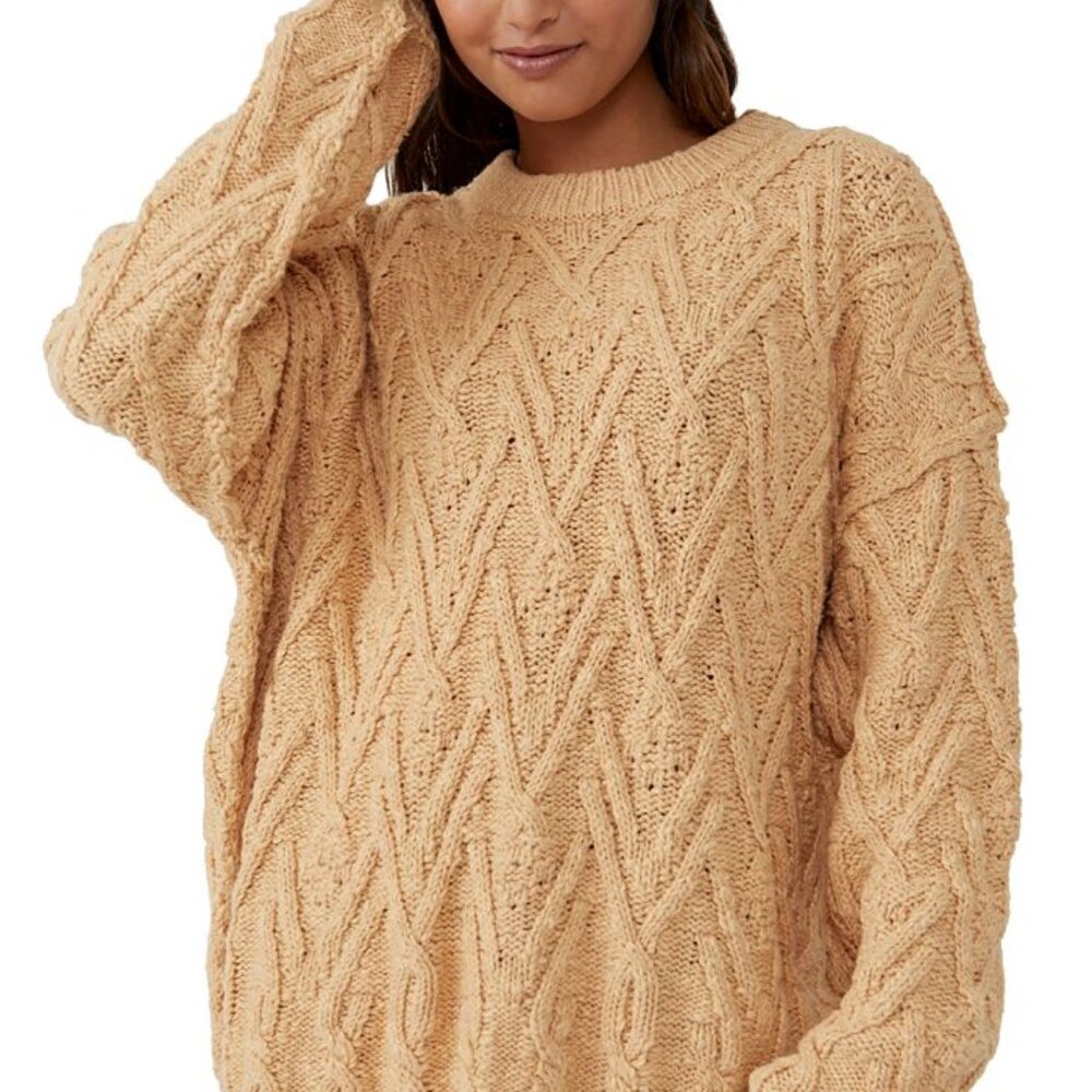 NEW FREE PEOPLE ISLA Cotton cable knit sweater 5M3 - Picture 10 of 12